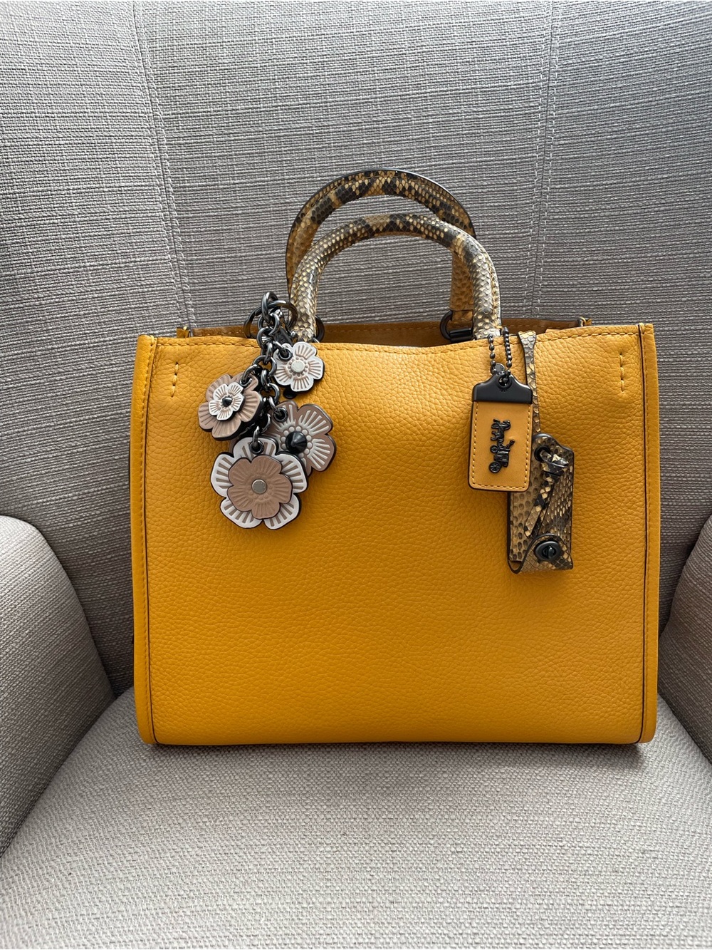 Coach Rogue 30 bag Made To Order With Snakeskin Detail In Dark Tonal Yellow new